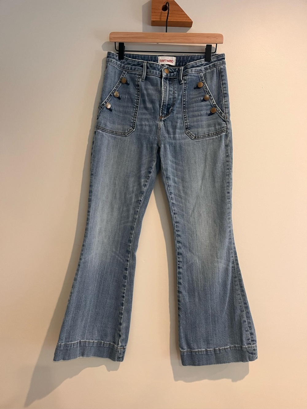 DRIFTWOOD FARRAH MELROSE FLARE JEANS LIGHT WASH DENIM BLUE SAILOR 29 FESTIVAL